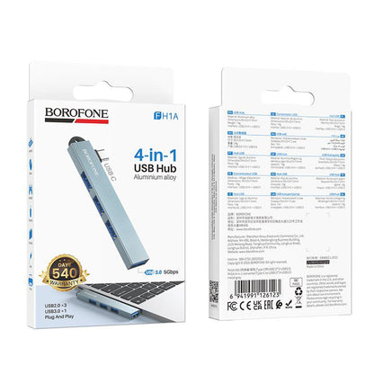USB-C Hub Borofone FH1A, 4in1, Grau