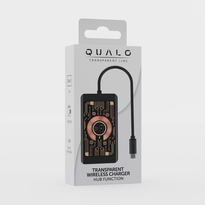 USB-C Hub with QI Wireless Charging Qualo QTPB5-HUB-18, 9in1, Gray