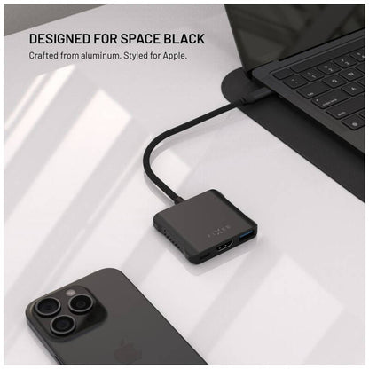 Hub USB-C Fixed Quadri, 5in1, Schwarz