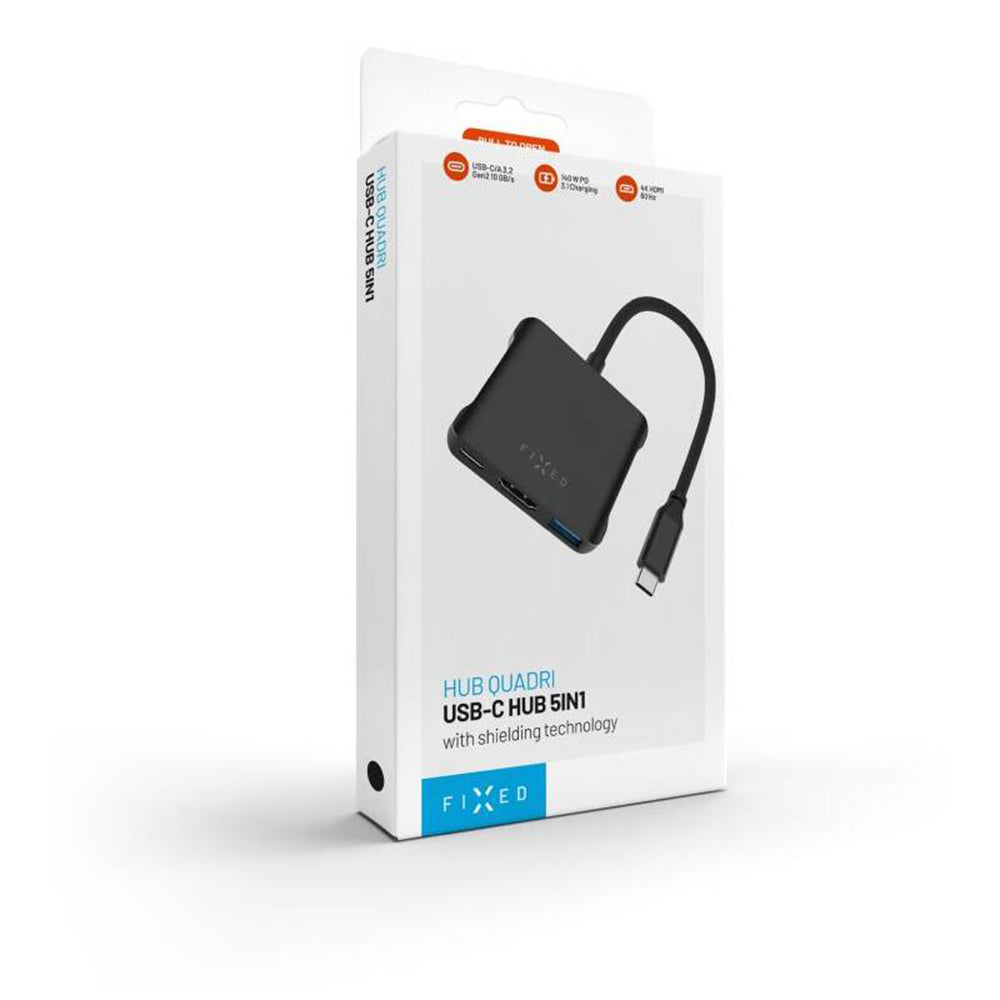 Hub USB-C Fixed Quadri, 5in1, Schwarz