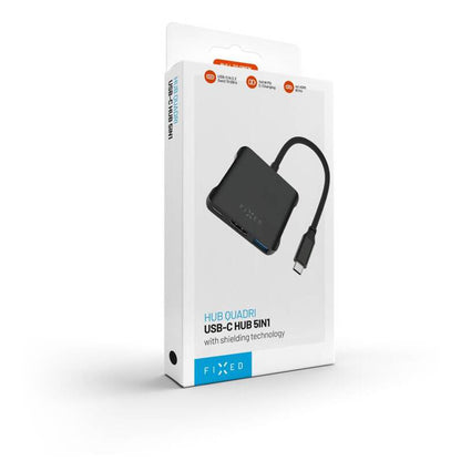 Hub USB-C Fixed Quadri, 5in1, Schwarz