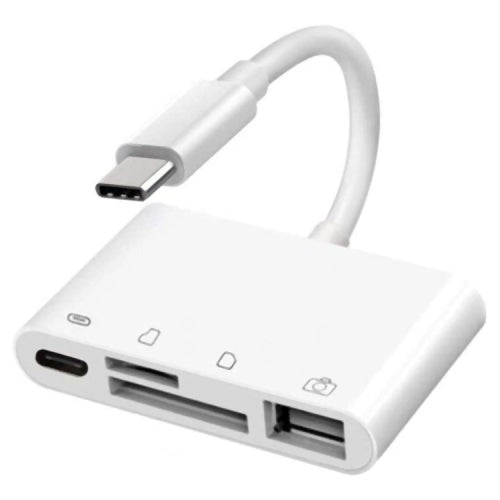 USB-C Hub OEM NK108LTC, 1 x USB-A - 1 x USB-C - 1 x SD - 1 x microSD, White 