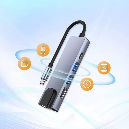 USB-C Hub Techsuit H1 NetBridge, 5in1, Grau