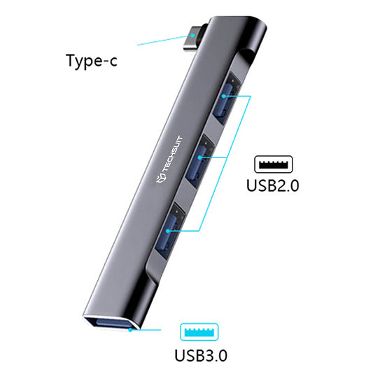 Hub USB-C Techsuit H13 ZenithDock, 4in1, Grau