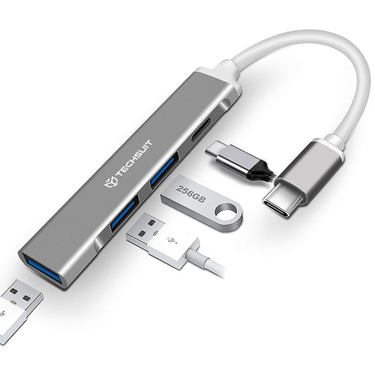 Hub USB-C Techsuit H18 PolarisBridge, 4in1, Weißgrau