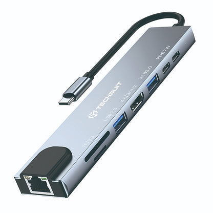 USB-C Hub Techsuit H2 NetBridge, 8in1, Grau