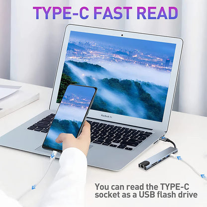 USB-C Hub Techsuit H2 NetBridge, 8in1, Grau