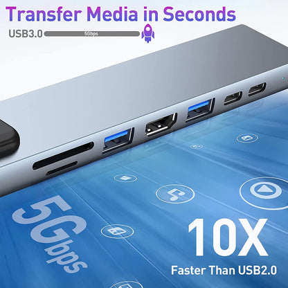 USB-C Hub Techsuit H2 NetBridge, 8in1, Grau