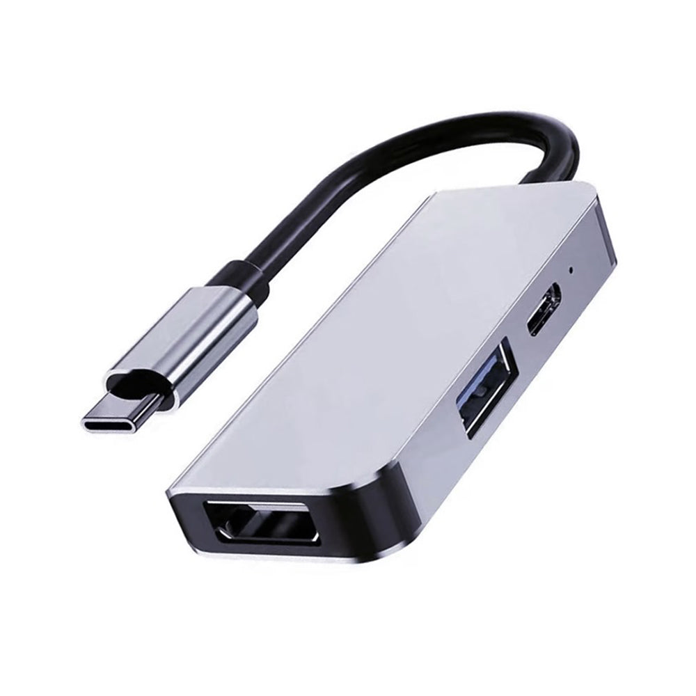 USB-C Hub Techsuit H4 TurboChargeX, 3in1, Grau
