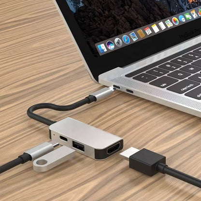 USB-C Hub Techsuit H4 TurboChargeX, 3in1, Grau