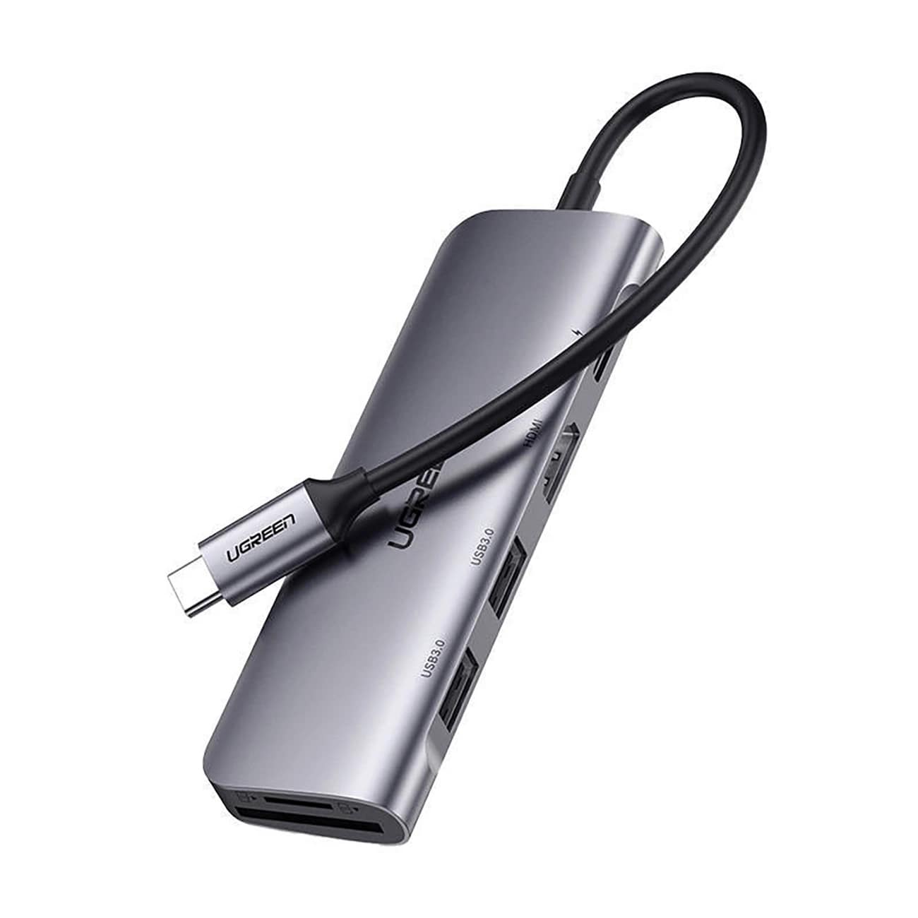 Hub USB-C UGREEN CM195 (15214), 2 x USB-A 3.0 - 1 x USB-C - 1 x HDMI - 1 x SD - 1 x microSD, Grau