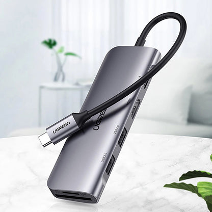 Hub USB-C UGREEN CM195 (15214), 2 x USB-A 3.0 - 1 x USB-C - 1 x HDMI - 1 x SD - 1 x microSD, Grau