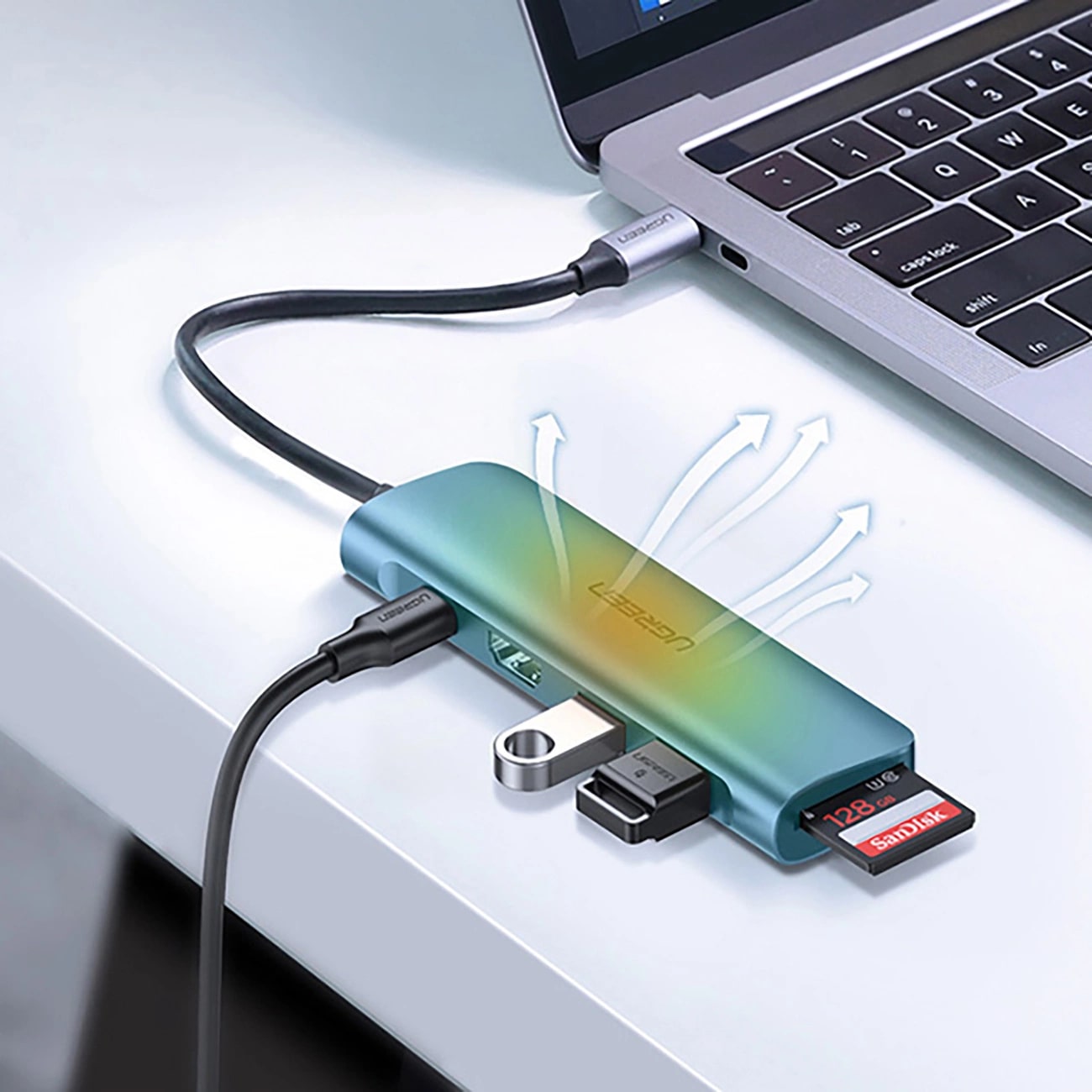 Hub USB-C UGREEN CM195 (15214), 2 x USB-A 3.0 - 1 x USB-C - 1 x HDMI - 1 x SD - 1 x microSD, Grau
