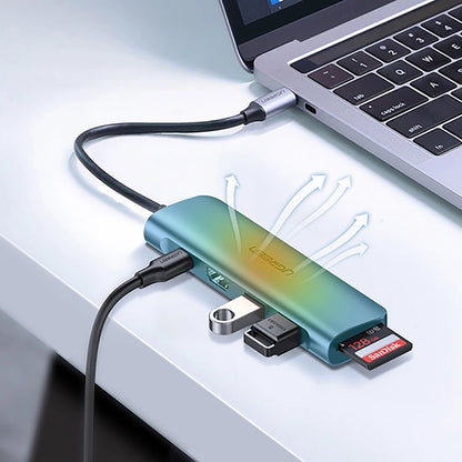 Hub USB-C UGREEN CM195 (15214), 2 x USB-A 3.0 - 1 x USB-C - 1 x HDMI - 1 x SD - 1 x microSD, Grau