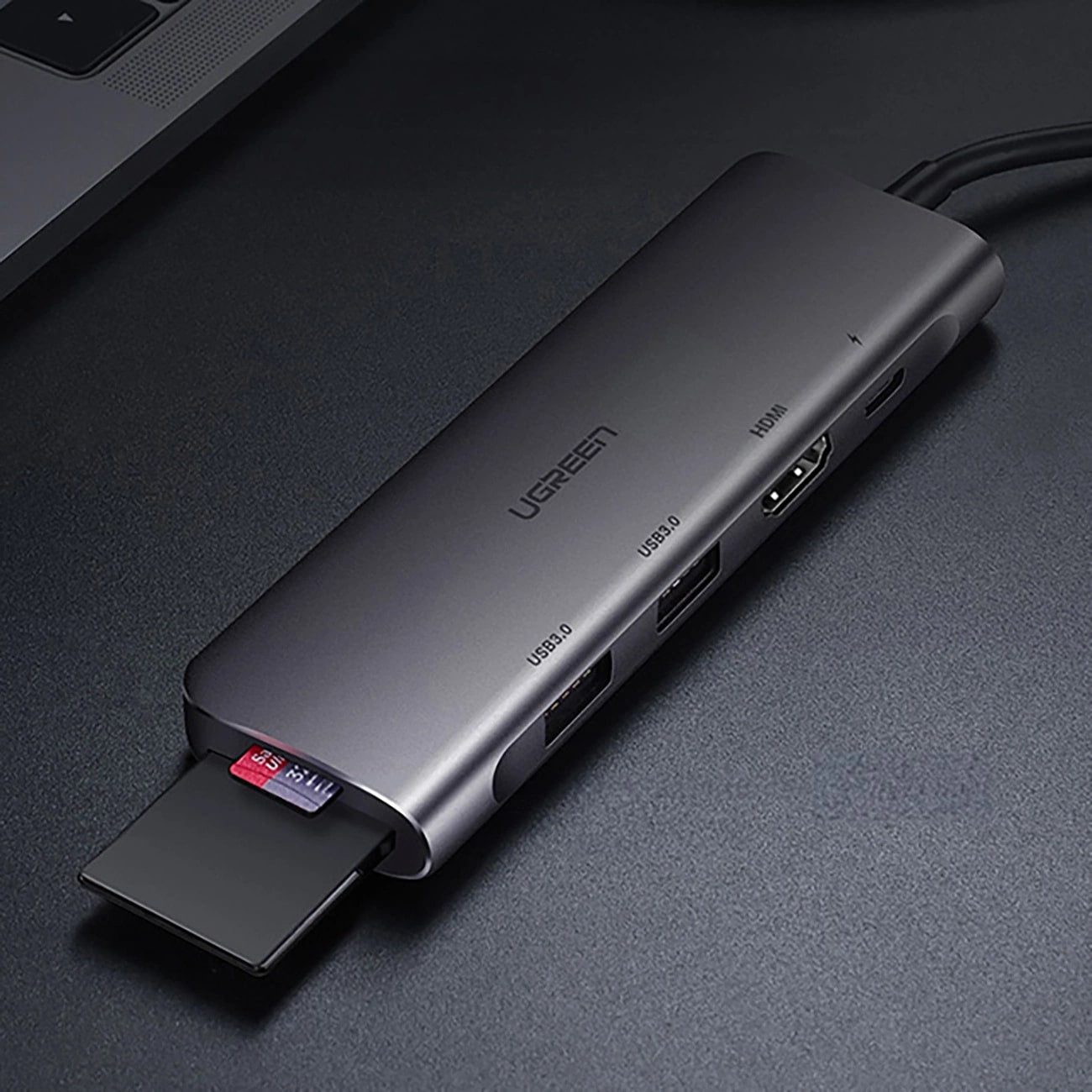 Hub USB-C UGREEN CM195 (15214), 2 x USB-A 3.0 - 1 x USB-C - 1 x HDMI - 1 x SD - 1 x microSD, Grau