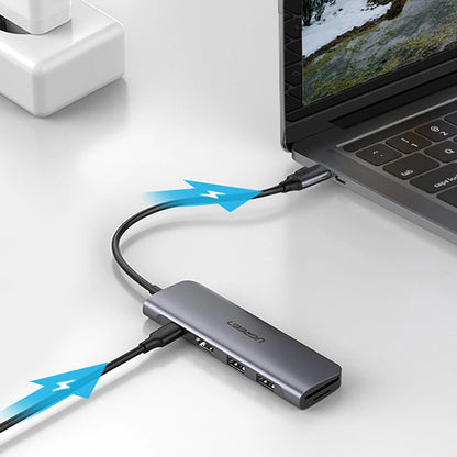 Hub USB-C UGREEN CM195 (15214), 2 x USB-A 3.0 - 1 x USB-C - 1 x HDMI - 1 x SD - 1 x microSD, Grau