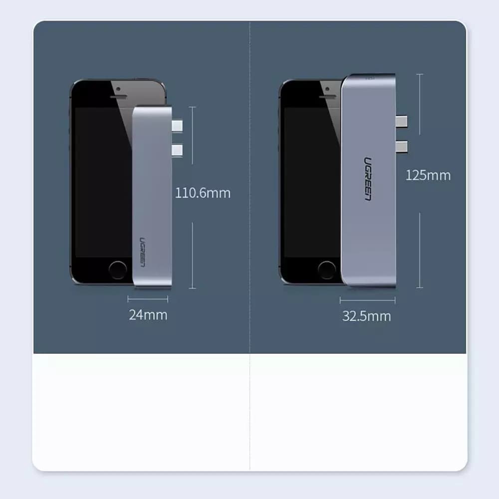 UGREEN CM251 USB-C Hub für Apple MacBook Pro / Air, 3 x USB-A 3.0 - 1 x USB-C - 1 x SD - 1 x microSD, Grau