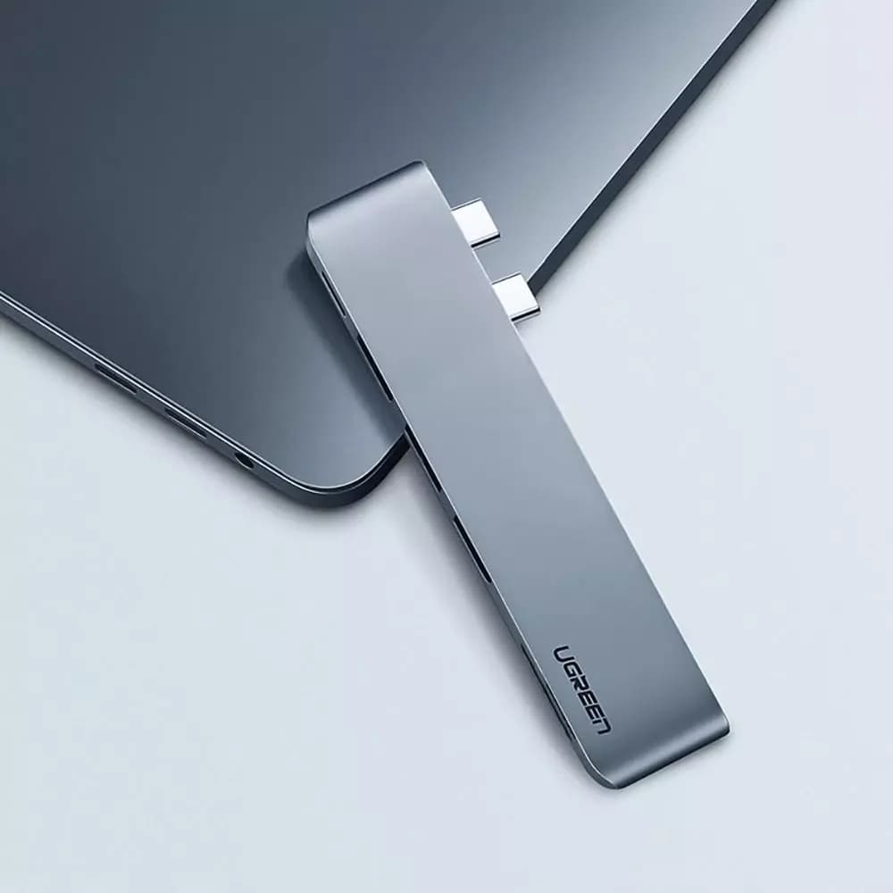 UGREEN CM251 USB-C Hub für Apple MacBook Pro / Air, 3 x USB-A 3.0 - 1 x USB-C - 1 x SD - 1 x microSD, Grau