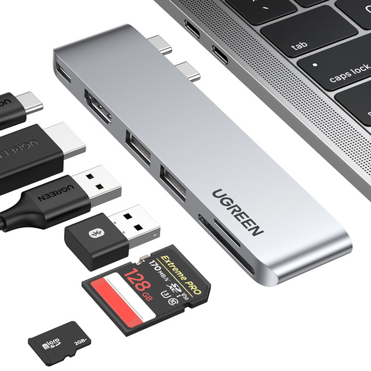 UGREEN CM380 USB-C Hub (80856) für Apple MacBook Pro / Air Serie, 2 x USB-A 3.0 - 1 x USB-C - 1 x HDMI - 1 x SD - 1 x microSD