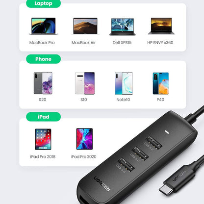 USB-C Hub UGREEN CM416 (10916), 4 x USB-A 3.0, Schwarz