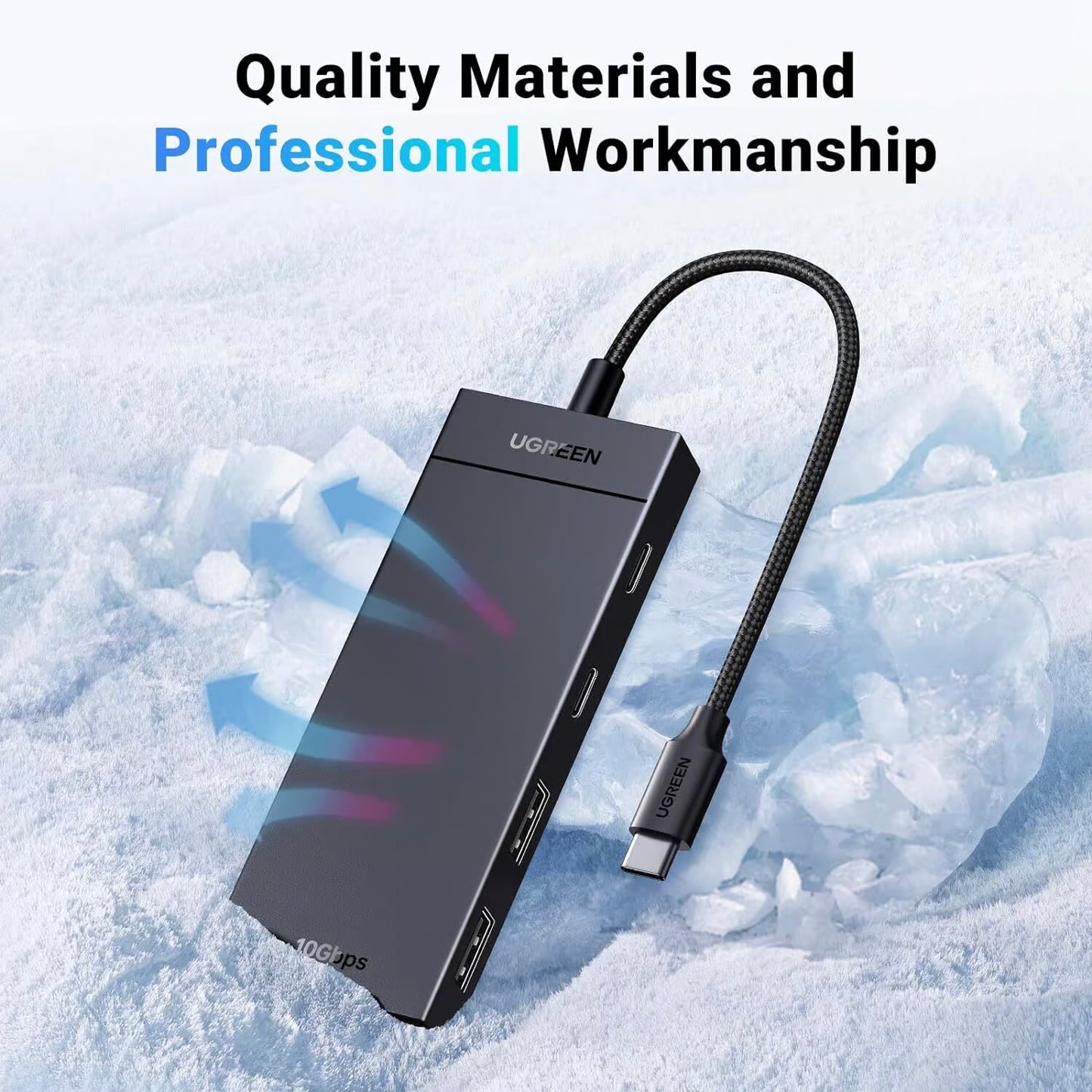 USB-C Hub UGREEN CM416, 2 x USB-A 3.1 - 2 x USB-C, 0,25m, Schwarz