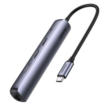 USB-C Hub UGREEN CM418 (10919), 2 x USB-A 3.0 - 1 x USB-C - 1 x HDMI - 1 x RJ45, Grau
