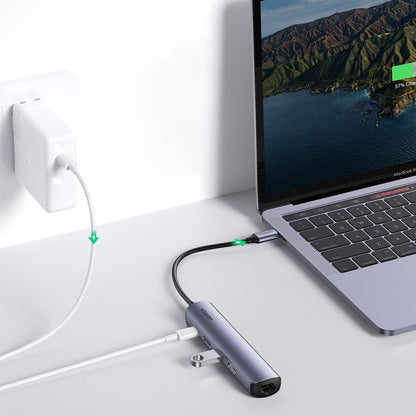 USB-C Hub UGREEN CM418 (10919), 2 x USB-A 3.0 - 1 x USB-C - 1 x HDMI - 1 x RJ45, Grau