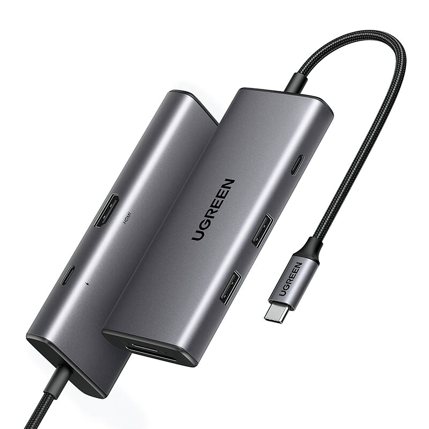 USB-C Hub UGREEN CM498 (15531), 2 x USB-A 3.2 - 2 x USB-C - 1 x HDMI - 1 x SD - 1 x microSD, Grau
