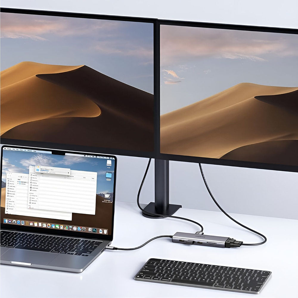 Hub USB-C UGREEN CM498 (15600), 3 x USB-A 3.0 - 1 x USB-C - 1 x HDMI - 1 x VGA - 1 x RJ45 - 1 x SD - 1 x microSD, Grau