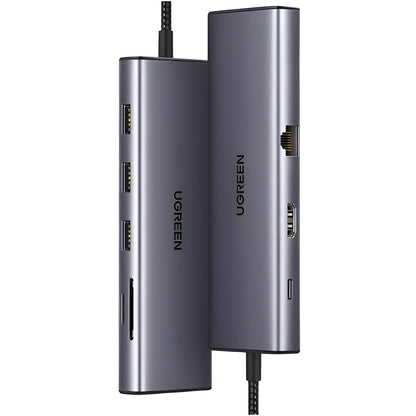 Hub USB-C UGREEN CM498 (15600), 3 x USB-A 3.0 - 1 x USB-C - 1 x HDMI - 1 x VGA - 1 x RJ45 - 1 x SD - 1 x microSD, Grau