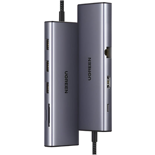 Hub USB-C UGREEN CM498 (15600), 3 x USB-A 3.0 - 1 x USB-C - 1 x HDMI - 1 x VGA - 1 x RJ45 - 1 x SD - 1 x microSD, Grau