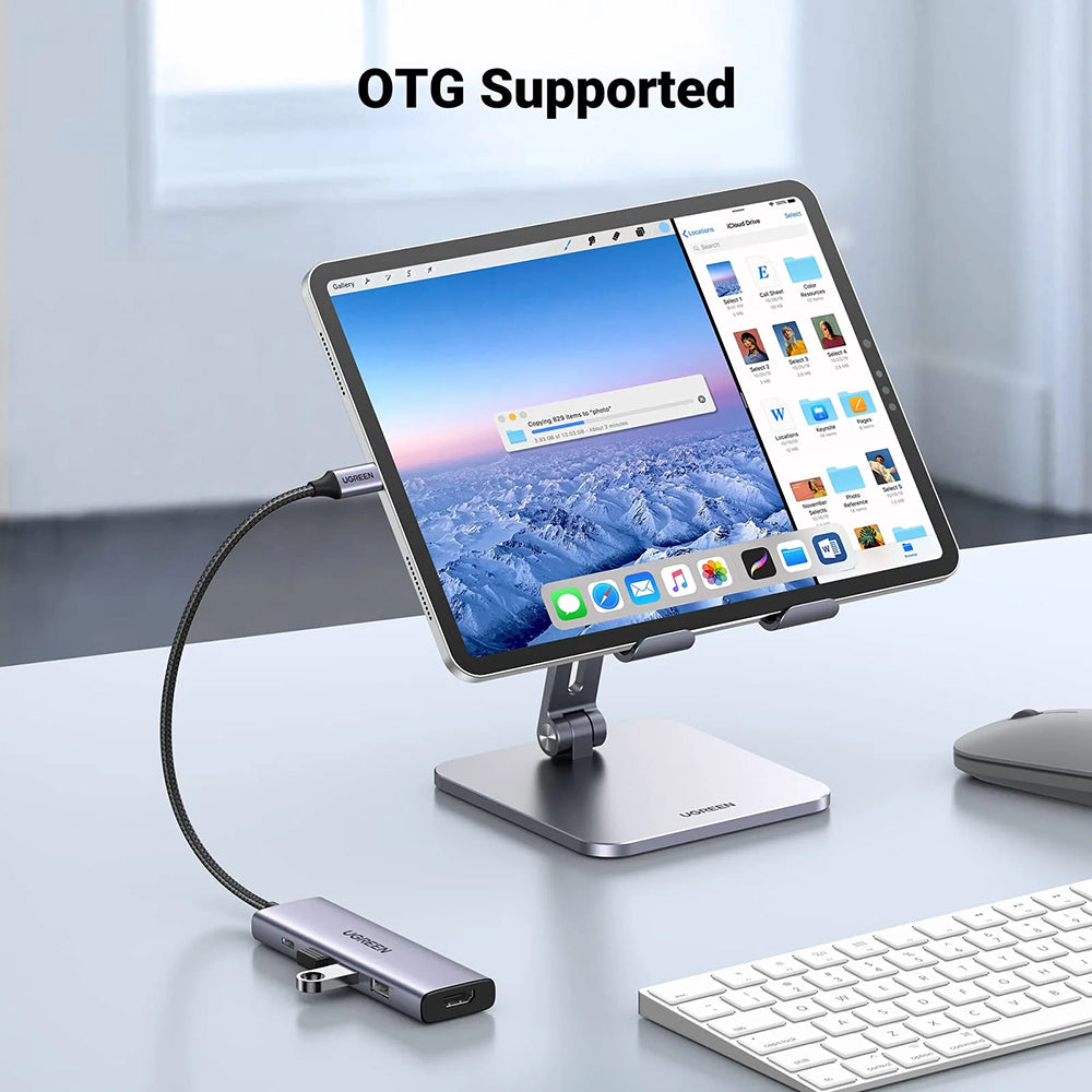 Hub USB-C UGREEN CM511 (15596), 3 x USB-A 3.0 - 1 x USB-C - 1 x HDMI, Grau