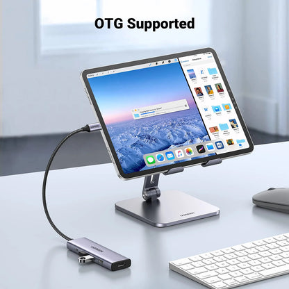 Hub USB-C UGREEN CM511 (15596), 3 x USB-A 3.0 - 1 x USB-C - 1 x HDMI, Grau