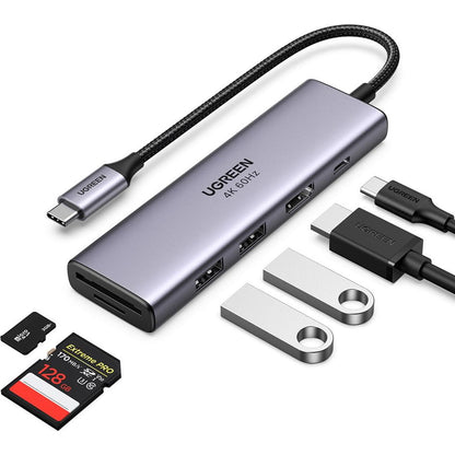 Hub USB-C UGREEN CM511 (60384), 2 x USB-A 3.0 - 1 x USB-C - 1 x HDMI - 1 x SD - 1 x microSD, Grau