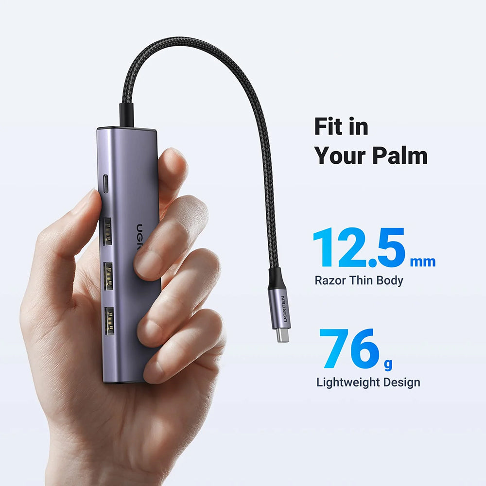 Hub USB-C UGREEN CM511 (15596), 3 x USB-A 3.0 - 1 x USB-C - 1 x HDMI, Grau