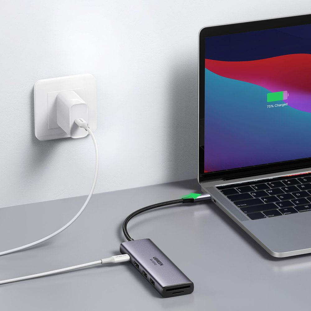 Hub USB-C UGREEN CM511 (60384), 2 x USB-A 3.0 - 1 x USB-C - 1 x HDMI - 1 x SD - 1 x microSD, Grau