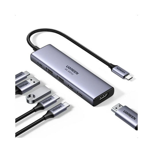Hub USB-C UGREEN CM511 (35999), 2 x USB-A 3.2 - 3 x USB-C - 1 x HDMI, Grau