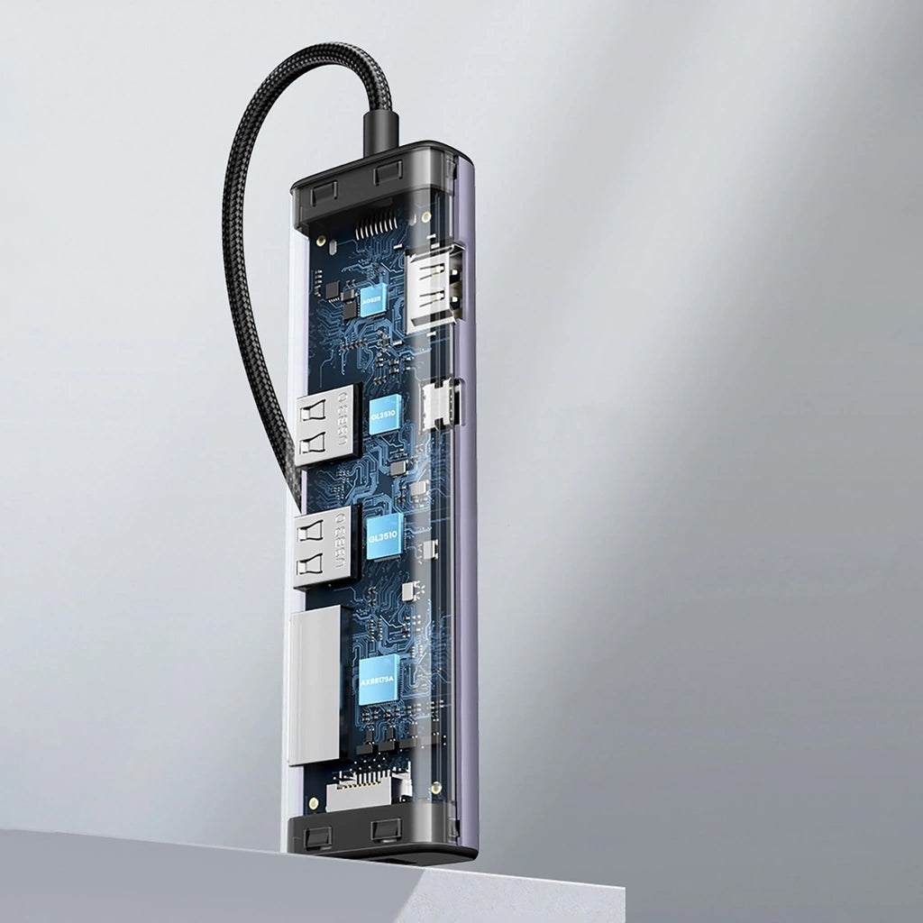 Hub USB-C UGREEN CM512, 2 x USB-A 3.0 - 1 x USB-C - 1 x HDMI - 1 x SD - 1 x microSD - RJ45, Grau