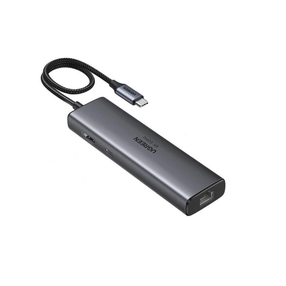 Hub USB-C UGREEN CM512 (45000), 2 x USB-A 3.2 - 2 x USB-C - 1 X HDMI - 1 x RJ45, Grau