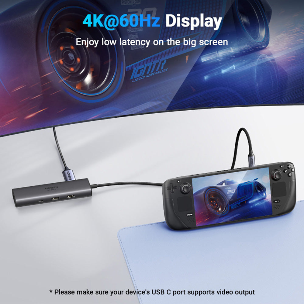 Hub USB-C UGREEN CM512 (45000), 2 x USB-A 3.2 - 2 x USB-C - 1 X HDMI - 1 x RJ45, Grau