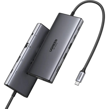 Hub USB-C UGREEN CM639 (45520), 2 x USB-A 3.2 - 3 x USB-C - 1 x HDMI - 1 x VGA - 1 x Klinkenstecker 3.5mm - 1 x RJ45 - 1 x SD - 1 x microSD, Grau