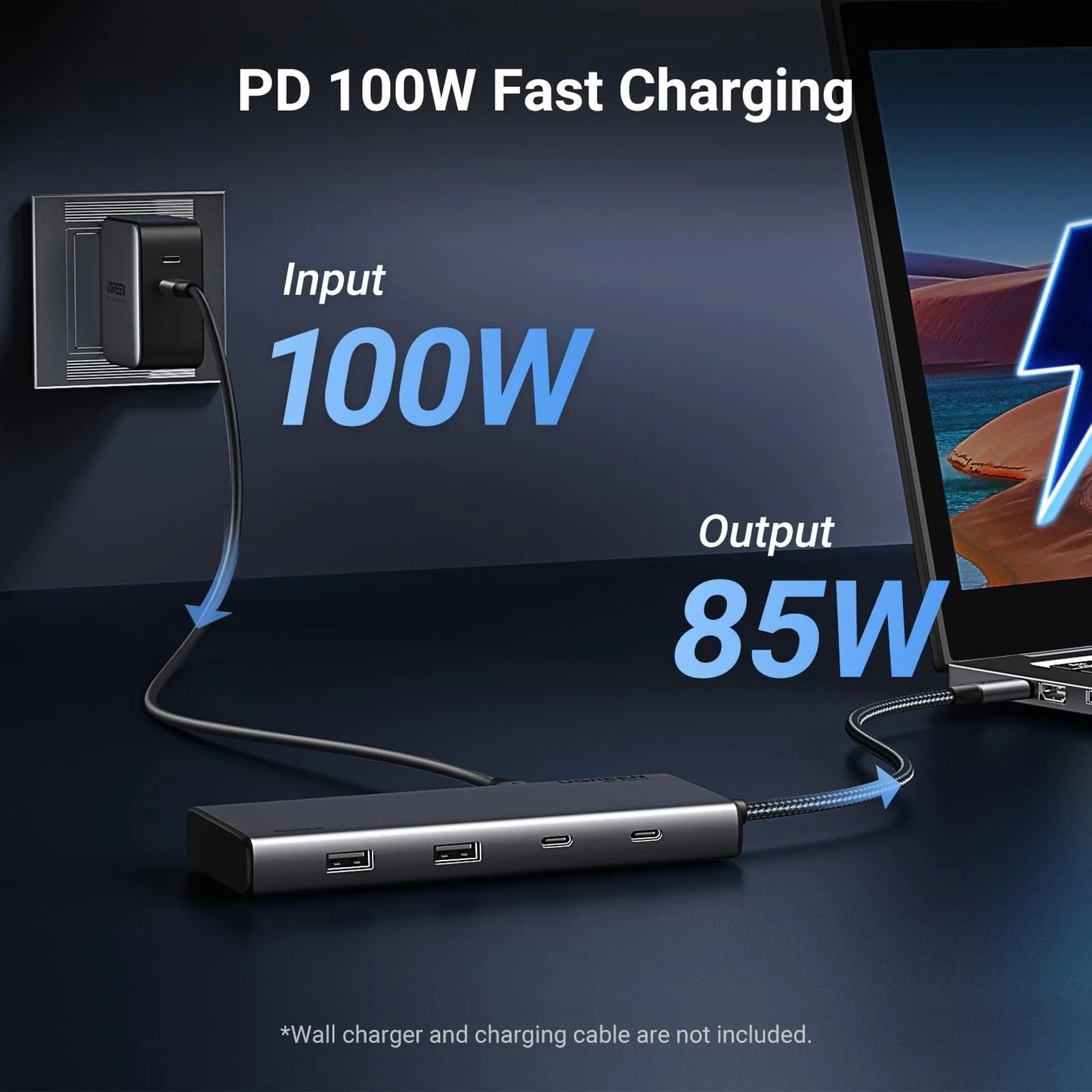 USB-C Hub UGREEN Revodok 308 CM639, 2 x USB-A 3.2 - 3 x USB-C - 1 x Display Port - 2 x HDMI, Grau