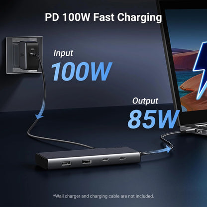 USB-C Hub UGREEN Revodok 308 CM639, 2 x USB-A 3.2 - 3 x USB-C - 1 x Display Port - 2 x HDMI, Grau