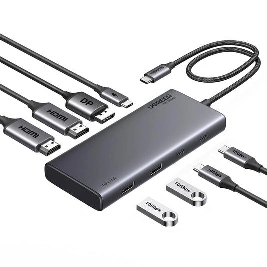 USB-C Hub UGREEN Revodok 308 CM639, 2 x USB-A 3.2 - 3 x USB-C - 1 x Display Port - 2 x HDMI, Grau