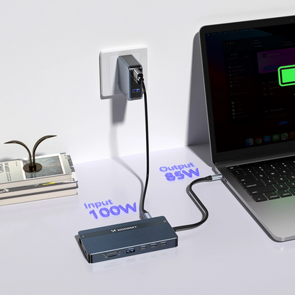 USB-C Hub WZK WDS03Y5S, 1 x USB-A 3.1 - 2 x USB-A - 5 x USB-C - 2 x HDMI - 1 x 3,5mm Klinkenstecker - 1 x RJ45 - 1 x SD - 1 x microSD, Grau