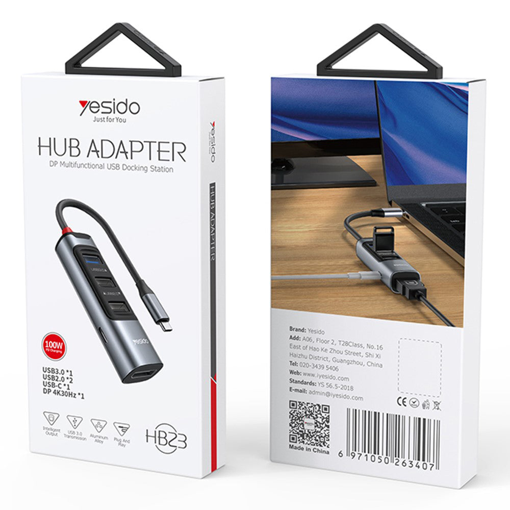 USB-C Hub Yesido HB23, 5in1, Grau
