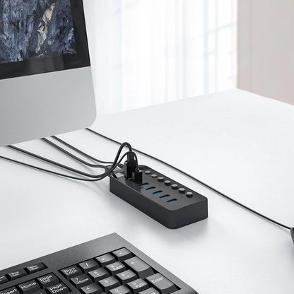 Orico CT2U3-7AB USB Hub, 7 x USB-A 3.0, Black