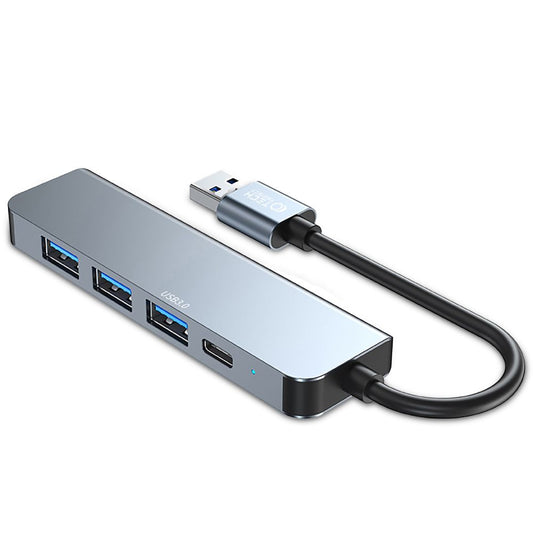 USB-Hub Tech-Protect V0, 3 x USB-A 3.0 - 1 x USB-A - 1 x USB-C, Grau