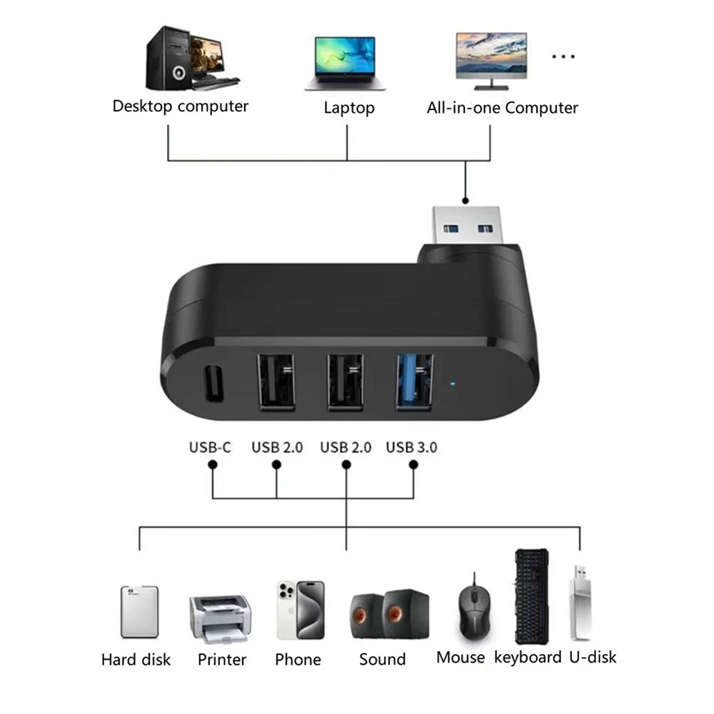 USB-Hub Techsuit H17 SplitterNode, 4in1, Schwarz