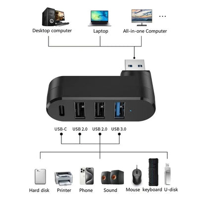 USB-Hub Techsuit H17 SplitterNode, 4in1, Schwarz